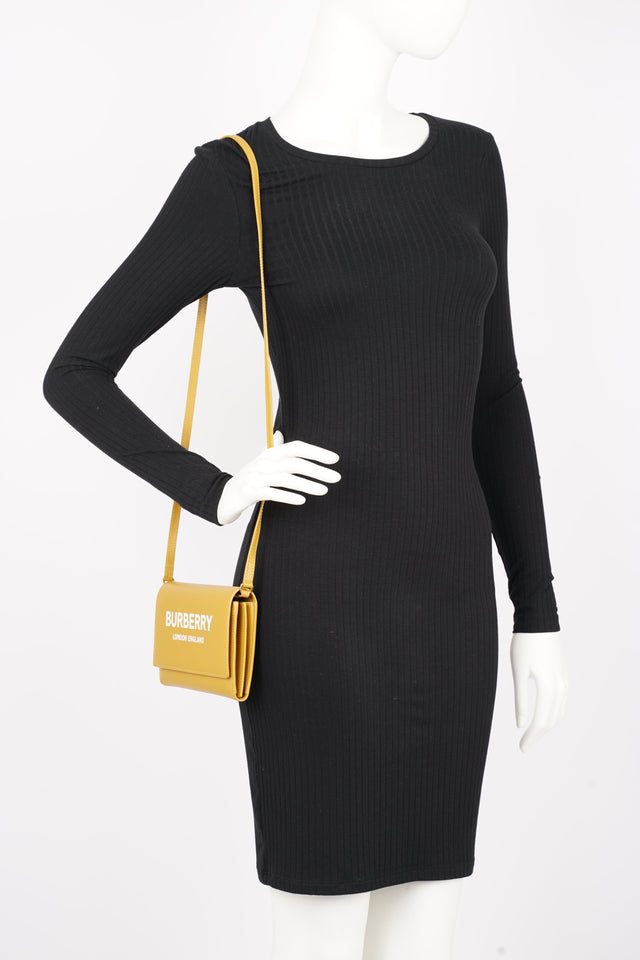 Burberry Womens Crossbody Bag Yellow Leather