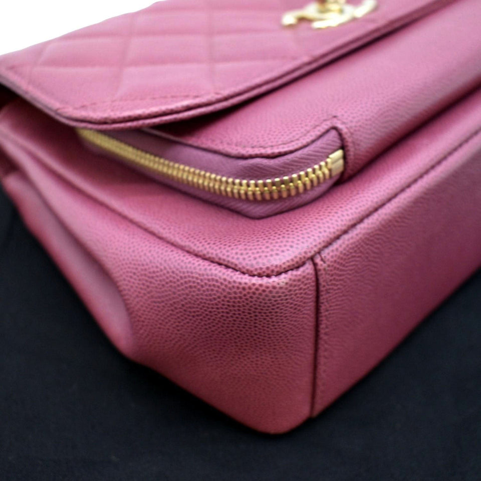 CHANEL Business Affinity Medium Flap Quilted Caviar Shoulder Bag Red