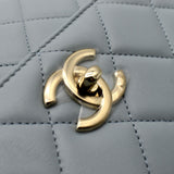 CHANEL Trendy CC Top Handle Flap Quilted Leather Shoulder Bag Light Blue