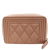 CHANEL Small Boy Caviar Leather Zip Around Wallet Pink