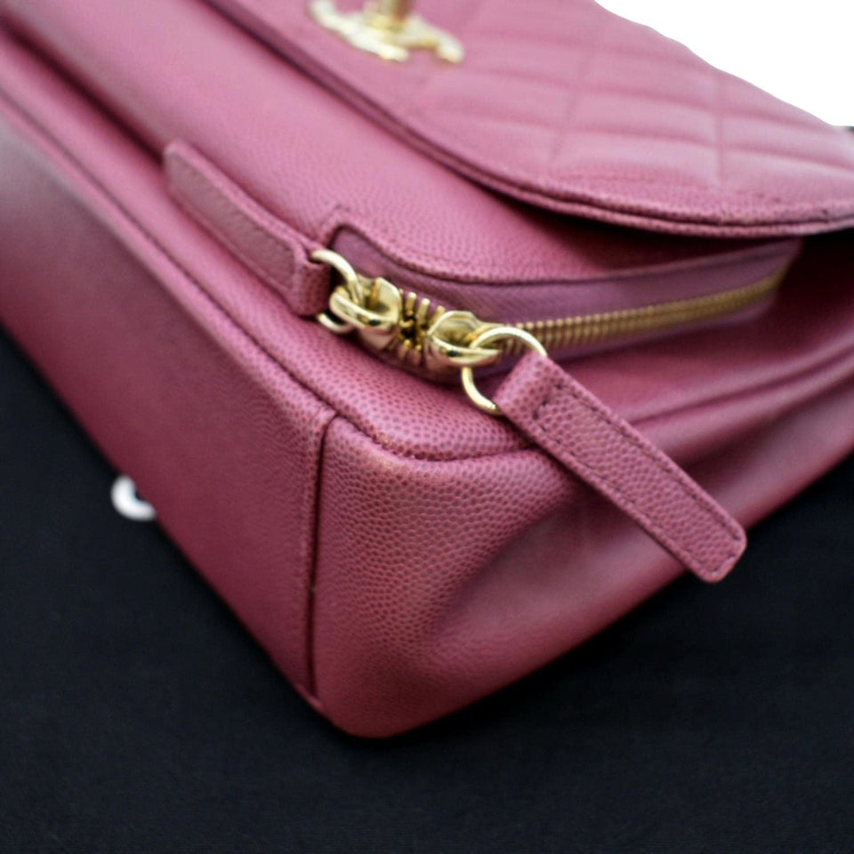CHANEL Business Affinity Medium Flap Quilted Caviar Shoulder Bag Red