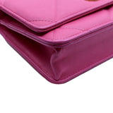 CHANEL19 CC WOC Quilted Leather Wallet On Chain Crossbody Bag Pink
