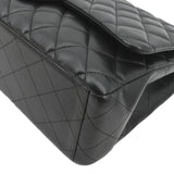CHANEL Maxi Double Flap Lambskin Leather Shoulder Bag Black