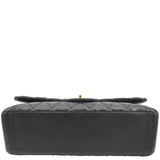 CHANEL Maxi Double Flap Lambskin Leather Shoulder Bag Black