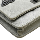 CHANEL Classic 2.55 Reissue Space Charm Quilted Canvas WOC Crossbody Bag Light Grey
