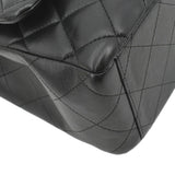 CHANEL Maxi Double Flap Lambskin Leather Shoulder Bag Black