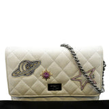 CHANEL Classic 2.55 Reissue Space Charm Quilted Canvas WOC Crossbody Bag Light Grey