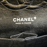 CHANEL Classic Medium Double Flap Quilted Caviar Leather Shoulder Bag Black