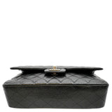 CHANEL Classic Medium Double Flap Quilted Caviar Leather Shoulder Bag Black