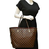 LOUIS VUITTON Neverfull MM Damier Ebene Tote Bag Brown