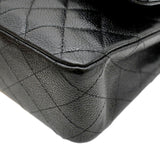 CHANEL Classic Medium Double Flap Quilted Caviar Leather Shoulder Bag Black