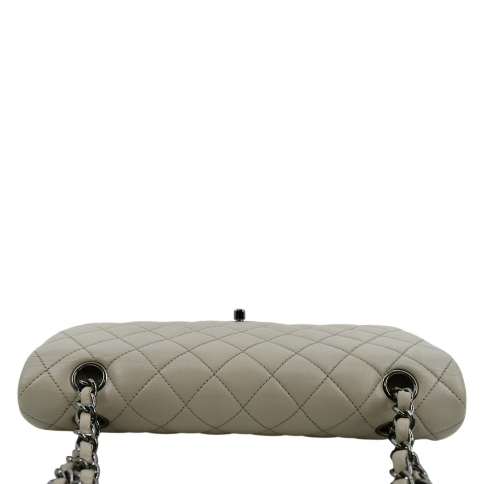 CHANEL Classic Medium Double Flap Quilted Leather Shoulder Bag Ivory