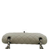 CHANEL Classic Medium Double Flap Quilted Leather Shoulder Bag Ivory
