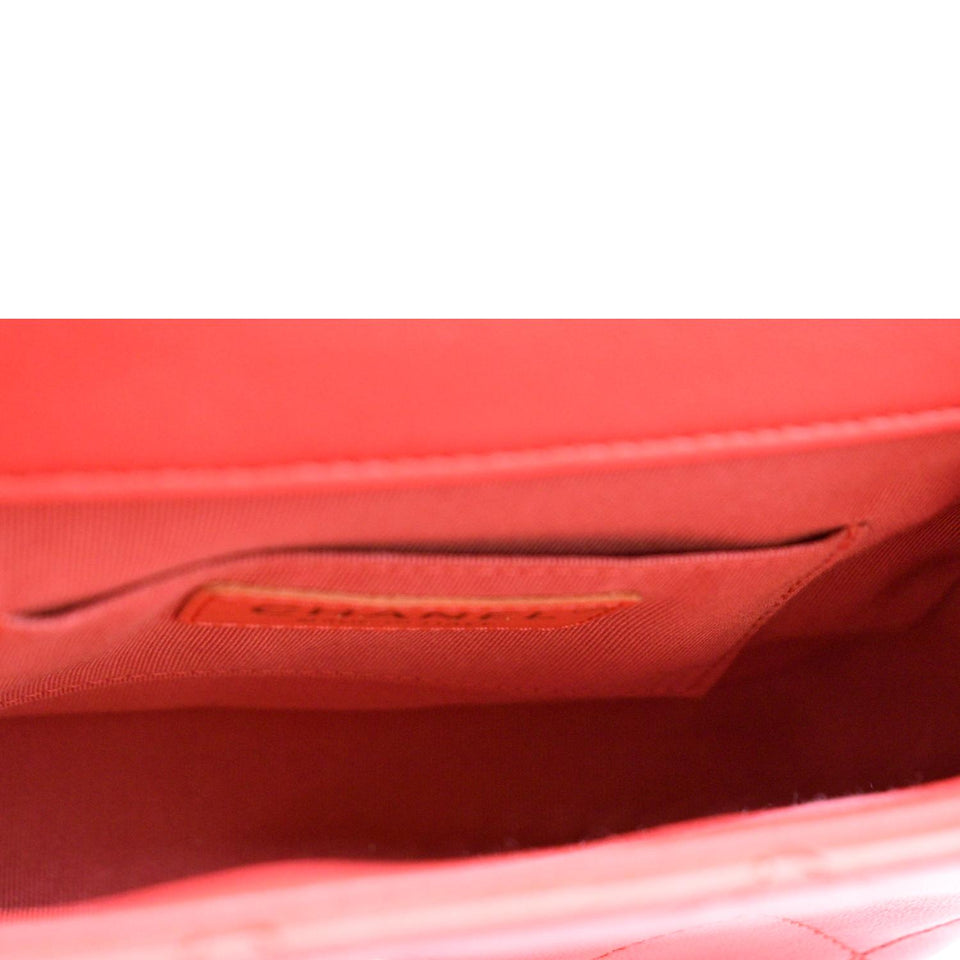 CHANEL Mini In The Loop Quilted  Leather Shoulder Bag Red