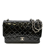 CHANEL Jumbo Flap Patent Leather Shoulder Bag Black