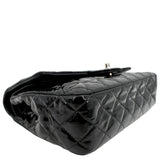 CHANEL Classic Medium Double Flap Patent Leather Shoulder Bag Black
