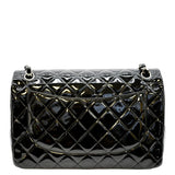 CHANEL Jumbo Flap Patent Leather Shoulder Bag Black
