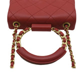 CHANEL Mini In The Loop Quilted  Leather Shoulder Bag Red