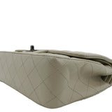 CHANEL Classic Medium Double Flap Quilted Leather Shoulder Bag Ivory