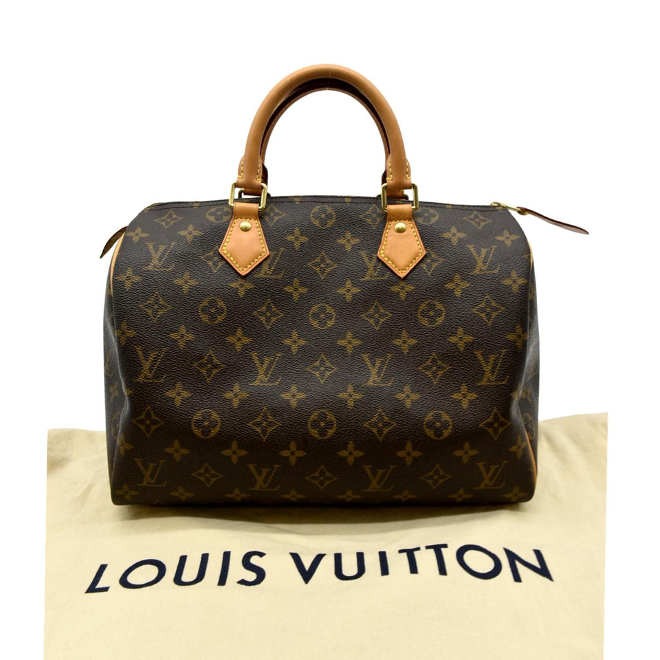 LOUIS VUITTON Speedy 30 Monogram Canvas Satchel Bag Brown
