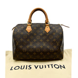 LOUIS VUITTON Speedy 30 Monogram Canvas Satchel Bag Brown