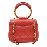 CHANEL Mini In The Loop Quilted  Leather Shoulder Bag Red