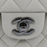 CHANEL Classic Medium Double Flap Quilted Leather Shoulder Bag Ivory