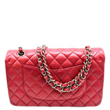 CHANEL Classic Medium Double Flap Quilted Leather Shoulder Bag Red