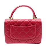 CHANEL Trendy CC Top Handle Flap Quilted Leather Shoulder Bag Red