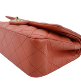 CHANEL Classic Medium Double Flap Quilted Leather Shoulder Bag Red