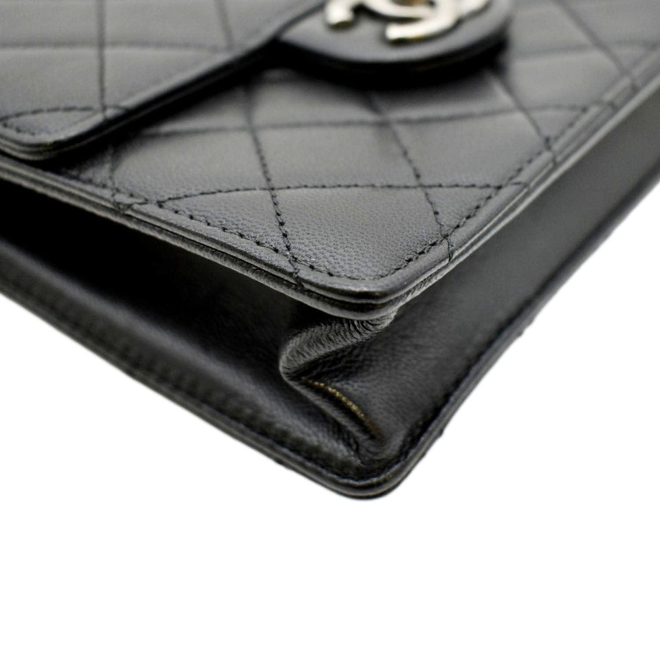 CHANEL Chic Pearls Flap Quilted Calfskin Leather Shoulder Bag Black