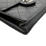 CHANEL Chic Pearls Flap Quilted Calfskin Leather Shoulder Bag Black