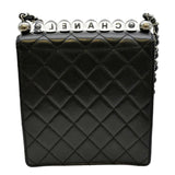 CHANEL Chic Pearls Flap Quilted Calfskin Leather Shoulder Bag Black