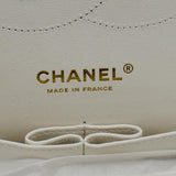 CHANEL Jumbo Double Flap Quilted Caviar Leather Shoulder Bag White