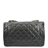 CHANEL Classic Jumbo Double Flap Quilted Caviar Leather Shoulder Bag Black