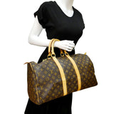 LOUIS VUITTON Keepall 45 Monogram Canvas Travel Bag Brown
