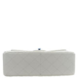 CHANEL Jumbo Double Flap Quilted Caviar Leather Shoulder Bag White