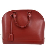 LOUIS VUITTON Alma GM Epi Leather Satchel Crossbody Bag Red