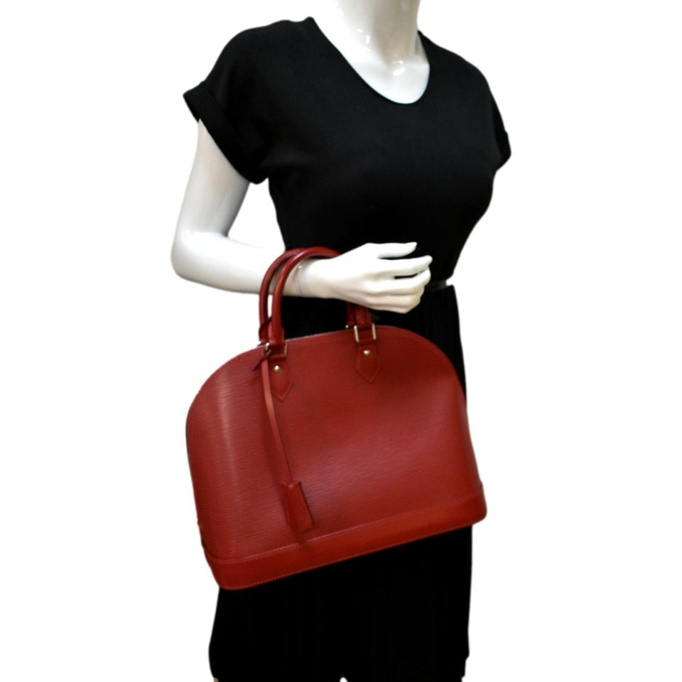 LOUIS VUITTON Alma GM Epi Leather Satchel Crossbody Bag Red