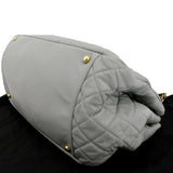 CHANEL East West Accordion Flap Quilted Calfskin Leather Shoulder Bag Grey