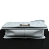 CHANEL Medium Boy Flap Quilted Leather Shoulder Bag Light Blue