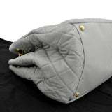 CHANEL East West Accordion Flap Quilted Calfskin Leather Shoulder Bag Grey