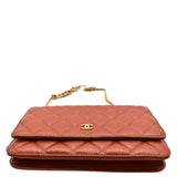 CHANEL WOC Quilted Caviar Leather Crossbody Wallet Dark Orange