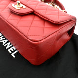 CHANEL Mini Top Handle Rectangular Flap Quilted Leather Crossbody Bag Red