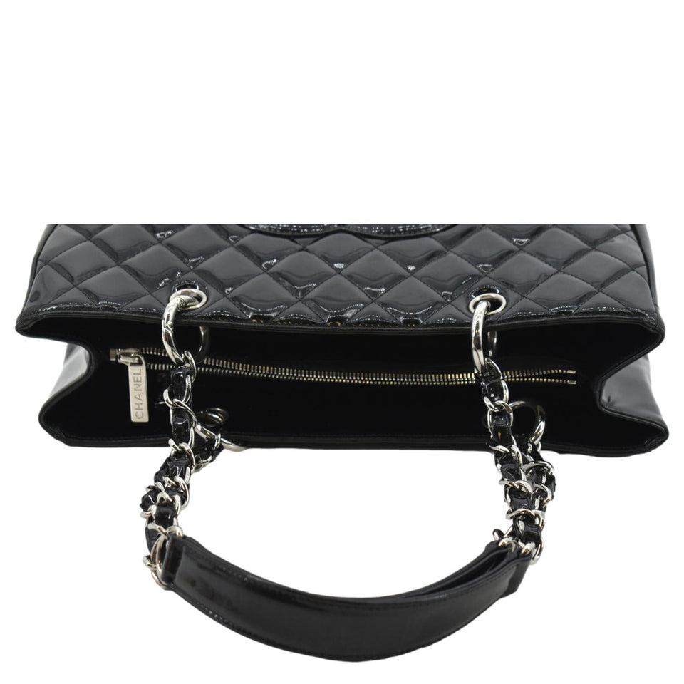 CHANEL Grand Shopping Patent Leather GST Tote Bag Black
