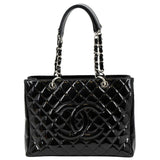 CHANEL Grand Shopping Patent Leather GST Tote Bag Black