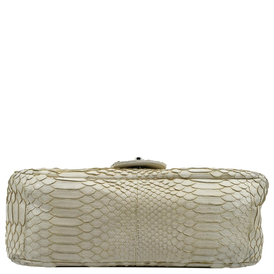CHANEL Flap Python Leather Crossbody Bag Ivory