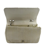 CHANEL Flap Python Leather Crossbody Bag Ivory
