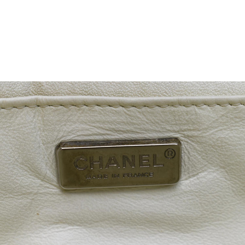 CHANEL Flap Python Leather Crossbody Bag Ivory