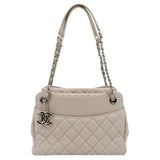 CHANEL CC Quilted Lambskin Leather Shopping Tote Bag Light Pink